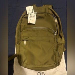 Zara soft fabric backpack. Brand new with tags. Khaki green color.